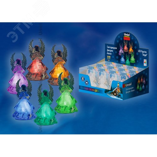 ULD-F620 RGB XMAS TREE SET12 Фигурка светодиодная на батарейках «Ёлочка» в составе набора из 12 шт. RGB. 5х10см. IP20. Батарейка CR2032 (в/к). TM Uniel. (11040) - фото 2