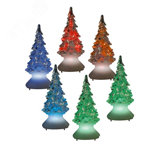 ULD-F620 RGB XMAS TREE SET12 Фигурка светодиодная на батарейках «Ёлочка» в составе набора из 12 шт. RGB. 5х10см. IP20. Батарейка CR2032 (в/к). TM Uniel. (11040) - фото 3