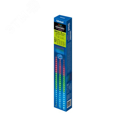 ULD-E2405-240/DTK MULTI IP44 METEOR Занавес LED фигурный «Падающие звезды», соед. , 2х0,5м. 8 подвесов. мультиколор. провод прозр. | 11122 | Uniel - фото 3