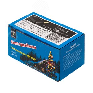 ULD-S0700-060/DTA WARM WHITE IP20  Гирлянда светодиодная с контроллером, 7м. 60 светодиодов. Теплый белый свет. Провод прозрачный. ТМ Uniel (UL-00005257) - фото 4