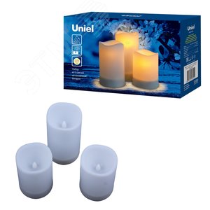 Светильник садовый на солнечной батарее USL-S-816/PT150 CANDLE SET3 Свеча, в наборе из 3 штук 1 светодиод Теплый 1хАА Ni-Mh аккумулятор в/к IP44 - UNIEL