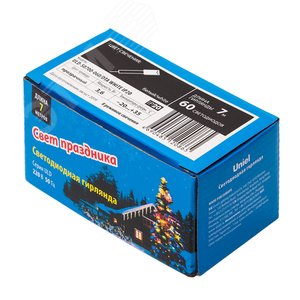 ULD-S0700-060/DTA WHITE IP20  Гирлянда светодиодная с контроллером, 7м. 60 светодиодов. Белый свет. Провод прозрачный. ТМ Uniel (UL-00005260) - фото 4