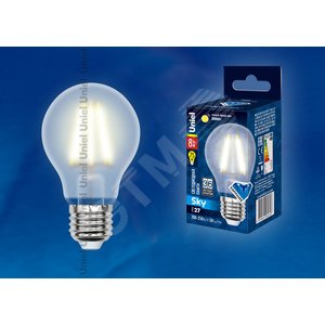 Лампа светодиодная LED 8вт 200-250В форма А матовое 800Лм E27 3000К Sky филамент 2