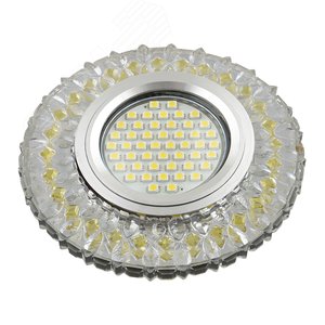 DLS-L138 GU5.3 GLASSY/GOLD Светильник декоративный встраиваемый, серия Luciole. Без лампы, GU5.3. Доп. светодиодная подсветка 3Вт. Стекло. Зеркальный/прозрачный+светло-желтый. ТМ Fametto (DLS-L138-2002) - UNIEL