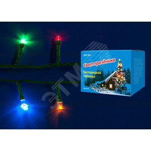 UDL-S1000-200/DGA MULTI IP20 MINI Гирлянда с      контроллером, 10м. 200 миниламп накаливания.      Разноцветный свет. Провод зеленый. (UL-00003945) - фото 2