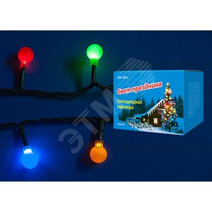 ULD-S0280-020/DGA MULTI IP20 COLORBALLS Гирлянда светодиодная с контроллером «Разноцветные шарики», 20 светодиодов, длина - 2,8 м, цвет свечения - разноцветный, IP20, провод зеленый, упаковка- картон. (11093) - фото 2