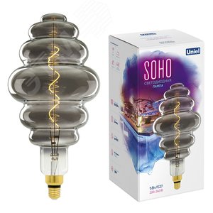 Лампа светодиодная SOHO LED-SF40-5W/SOHO/E27/CW CHROME/SMOKE GLS77CR Хромированная/дымчатая колба Спиральный филамент (UL-00005920)
