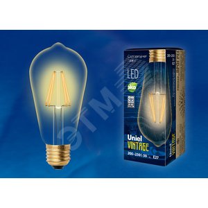 Лампа светодиодная декоративная LED 5вт 220-250В конус 450Лм Е27 2250К золотая колба Vintage - фото 2