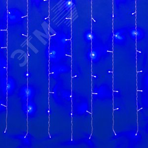Занавес светодиодный с контроллером 1.5х1м 160    светодиодов Синий свет Провод прозрачный (UL-00006420)