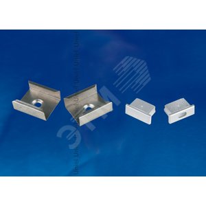 UFE-N02 SILVER A POLYBAG Набор аксессуаров для алюминиевого профиля. Крепежные скобы (4 шт, сталь) и заглушки (4 шт, пластик). Цвет серебро. ТМ Uniel (UFEN02SILVERAPOLYBAG) - UNIEL