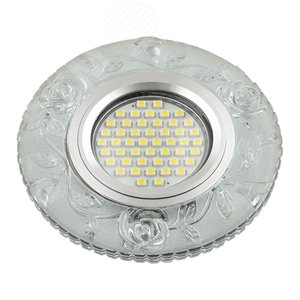 DLS-L150 GU5.3 GLASSY/CLEAR Светильник декоративный встраиваемый, серия Luciole. Без лампы, цоколь GU5.3. Доп. светодиодная подсветка 3Вт. Стекло. Зеркальный/прозрачный. ТМ Fametto (DLS-L150-2001) - UNIEL