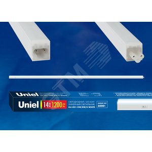 ULI-E01-14W/DW/K WHITE Светильник линейный светодиодный (аналог T5), c выключателем. Дневной свет (6000K). 1200Лм. Корпус белый. ТМ Uniel (ULI-E01-0006) - UNIEL