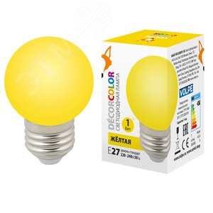 Лампа декоративная светодиодная LED-G45-1W/YELLOW/E27/FR/С Форма шар матовая, желтый Картон - UNIEL