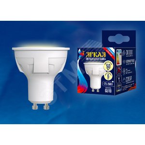 Лампа светодиодная LED 6вт 175-250В Форма JCDR матовый 500Лм GU10 3000К ЯРКАЯ - фото 2