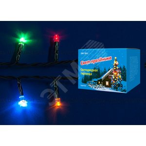 ULD-S0800-100/DGA MULTI IP20 Гирлянда светодиодная с контроллером, 100 светодиодов, 8 м, разноцветная, IP20, провод зеленый (07924) - фото 2