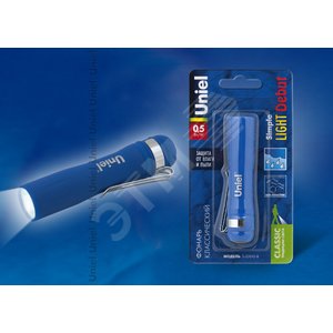 S-LD045-B Blue Фонарь «Simple Light Debut», пластиковый корпус, 0,5 Watt LED, упаковка блистер, 1хАА н/к, цвет синий | UL-00000208 | Uniel - фото 2
