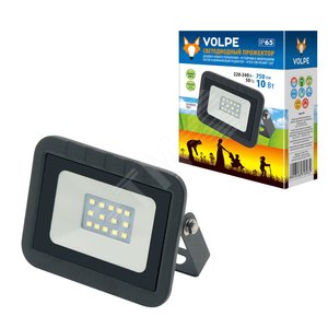 ULF-Q511 10W/DW IP65 220-240В BLACK Прожектор светодиодный. Дневной свет(6500К). Корпус черный. ТМ Volpe (ULF-Q511-1033) - UNIEL