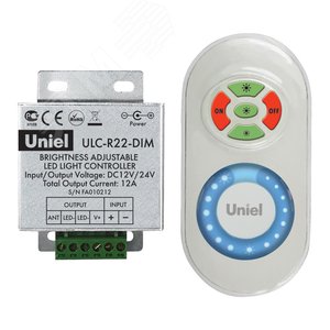 ULC-R22-DIM White Контроллер для управления яркостью одноцветных светодиодных источников света с П/ДУ, цвет пульта белый, блистер. | 05947 | Uniel - UNIEL