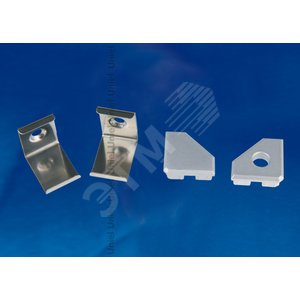 UFE-N03 SILVER A POLYBAG Набор аксессуаров для алюминиевого профиля. Крепежные скобы (4 шт, сталь) и заглушки (4 шт, пластик). Цвет серебро. ТМ Uniel (UFEN03SILVERAPOLYBAG) - UNIEL