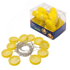ULD-S0400-010/STB/2AA WARM WHITE IP20 LEMON Гирлянда светодиодная на батарейках 2AA (не в/к), «Лимон», 4м. 10 светодиодов. Теплый белый свет. Провод прозрачный. TM Uniel. (UL-00003391) 5