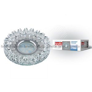 DLS-P101 GU5.3 CHROME/CLEAR Светильник декоративный встраиваемый ТМ 'Fametto', серия 'Peonia'. Без лампы, цоколь GU5.3. Основание металл, цвет хром. Отделка стекло, цвет прозрачный (DLS-P101-2001) - UNIEL