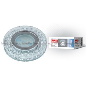 DLS-P102 GU5.3 CHROME/CLEAR Светильник декоративный встраиваемый ТМ ‘‘Fametto‘‘, серия ‘‘Peonia‘‘. Без лампы, цоколь GU5.3. Основание металл, цвет хром. Отделка стекло, цвет прозрачный (DLS-P102-2002) - UNIEL