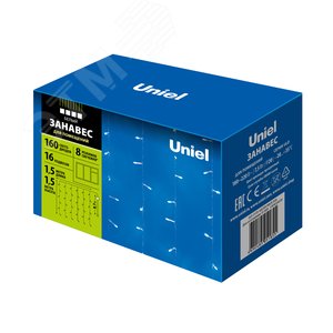 ULD-C1515-160/DTA WHITE IP20 Занавес светодиодный,1,5х1,5 м, 160 led, белый, с контроллером, провод прозрачный, IP20 (06738) - фото 6