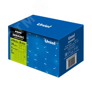 ULD-C2030-240/DTA WHITE IP20 Занавес светодиодный, 2х3 м, 240 led, белый, с контроллером, провод прозрачный, IP20 (06739) 5