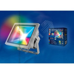 ULF-S01-30W/RGB/RC IP65 110-240В Прожектор LED 30вт с пультом ДУ, мультиколор, серый | UL-00001034 | Uniel