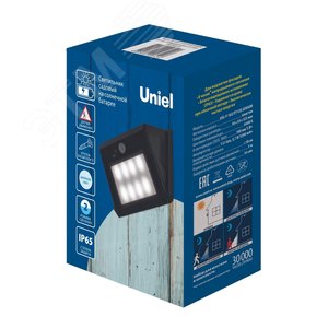 Светильник светодиодный садовый USL-F-163/PT120 SENSOR на солнечной батарее с датчиком движения. Белый свет. 1хАА Li-Io аккумулятор в/к. IP44 4