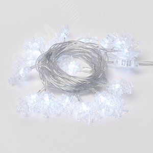 ULD-S0280-020/DTA WHITE IP20 SNOWFLAKES Гирлянда светодиодная «Снежинки» с контроллером, 20 светодиодов, 2,8 м, белая, IP20, провод прозрачный. (07923) - фото 2