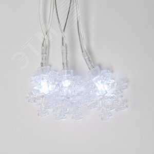 ULD-S0280-020/DTA WHITE IP20 SNOWFLAKES Гирлянда светодиодная «Снежинки» с контроллером, 20 светодиодов, 2,8 м, белая, IP20, провод прозрачный. (07923) - фото 3