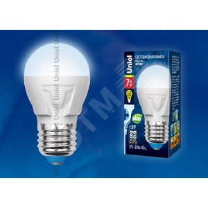 Лампа светодиодная LED 7вт 175-250В шар матовый 600Лм Е27 4000К ЯРКАЯ 2