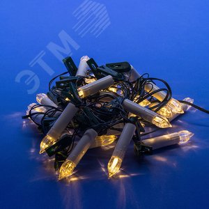 ULD-S0800-040/SGA WARM WHITE IP20 CANDLES Гирлянда светодиодная Свеча, 8м. 40 светодиодов. Теплый белый свет. Провод зеленый. ТМ Uniel (UL-00007246) - UNIEL