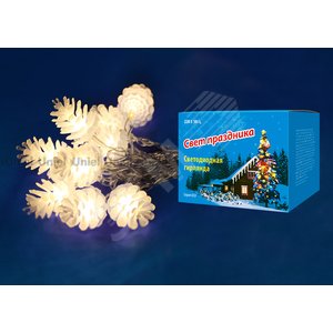 ULD-S0280-020/DTA WARM WHITE IP20 PINE CONES Гирлянда светодиодная «Шишки» , 20 светодиодов, 2,8 м, теплый белый, IP20, провод прозрачный. (09582) - фото 2