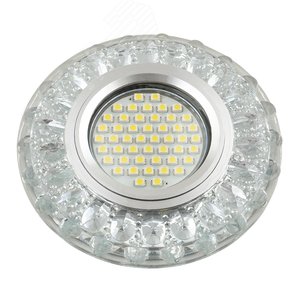DLS-L151 GU5.3 GLASSY/CLEAR Светильник декоративный встраиваемый, серия Luciole. Без лампы, цоколь GU5.3. Доп. светодиодная подсветка 3Вт. Стекло. Зеркальный/прозрачный. ТМ Fametto (DLS-L151-2001) - UNIEL