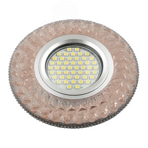DLS-L144 GU5.3 GLASSY/LIGHT TEA Светильник декоративный встраиваемый, серия Luciole. Без лампы, цоколь GU5.3. Доп. светодиодная подсветка 3Вт. Стекло. Зеркальный/светло-коричневый. ТМ Fametto (DLS-L144-2003) - UNIEL