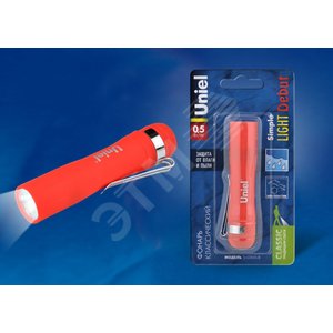 S-LD045-B Red Фонарь Uniel серии Стандарт «Simple Light — Debut», пластиковый корпус, 0,5 Watt LED, упаковка — блистер, 1хАА н/к, цвет красный (SLD045BR) - фото 2