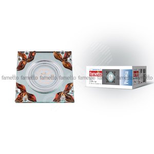 DLS-P109 GU5.3 CHROME/CLEAR+TEA Светильник декоративный встраиваемый, серия Peonia. Квадратный. Без лампы, цоколь GU5.3. Металл/стекло. Хром/прозрачный+коричневый. ТМ Fametto (DLS-P109-2001) - UNIEL