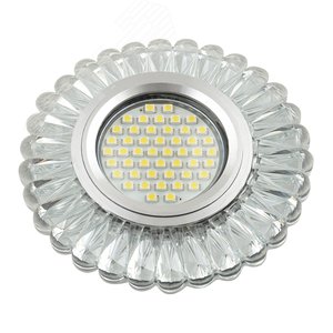 DLS-L145 GU5.3 GLASSY/CLEAR Светильник декоративный встраиваемый, серия Luciole. Без лампы, цоколь GU5.3. Доп. светодиодная подсветка 3Вт. Стекло. Зеркальный/прозрачный. ТМ Fametto (DLS-L145-2001) - UNIEL