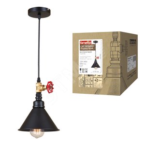 DLC-V104 E27 BLACK Светильник декоративный подвесной ТМ 'Fametto', серия 'Vintage'. Без лампы. Материал металл, цвет черный. d-185 мм, h-1000мм (DLC-V104-1001) - UNIEL