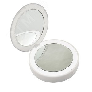 Зеркало карманное с подсветкой (1Х+2Х) ULK-F70 2AAA WHITE На батарейках 2AАА (не в/к). Белый. - UNIEL