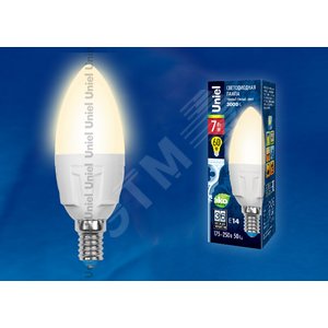 Лампа светодиодная LED 7вт 175-250В свеча матовая 600Лм Е14 3000К ЯРКАЯ 2