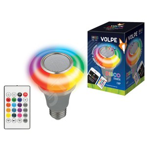 Светодиодный светильник Диско, с динамиком и      Bluetooth 220В Серебристый ULI-Q340 5W/RGB/E27    SILVER - UNIEL