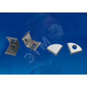 UFE-N06 SILVER A POLYBAG Набор аксессуаров для алюминиевого профиля. Крепежные скобы (4 шт, сталь) и заглушки (4 шт, пластик). Цвет серебро. ТМ Uniel (UFEN06SILVERAPOLYBAG) - UNIEL