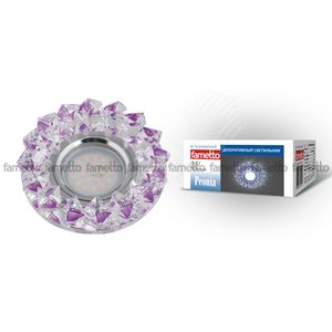 DLS-P117 GU5.3 CHROME/PURPLE Светильник декоративный встраиваемый ТМ ‘‘Fametto‘‘, серия ‘‘Peonia‘‘. Без лампы, цоколь GU5.3. Основание металл, цвет хром. Отделка кристалл, цвет фиолетовый (DLS-P117-2002) - UNIEL