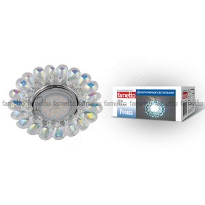 DLS-P119 GU5.3 CHROME/RAINBOW Светильник декоративный встраиваемый ТМ ‘‘Fametto‘‘, серия ‘‘Peonia‘‘. Без лампы, цоколь GU5.3. Основание металл, цвет хром. Отделка стекло, цвет радужный (DLS-P119-2001) - UNIEL