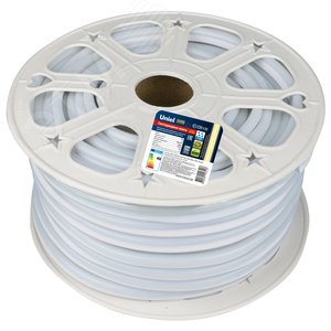 Лента светодиодная гибкая герметичная ULS-N21-2835-120LED/m-8mm-IP67-220V-8W/m-50M-YELLOW. NEON. Бобина 50 м. Желтый свет