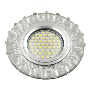 DLS-L148 GU5.3 GLASSY/CLEAR Светильник декоративный встраиваемый, серия Luciole. Без лампы, цоколь GU5.3. Доп. светодиодная подсветка 3Вт. Стекло. Зеркальный/прозрачный. ТМ Fametto (DLS-L148-2001) - UNIEL