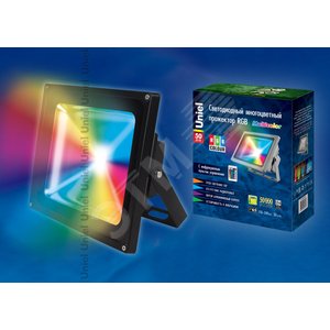 ULF-S01-50W/RGB/RC IP65 110-240В Прожектор LED 50вт с пультом ДУ, мультиколор, серый | 08531 | Uniel - UNIEL